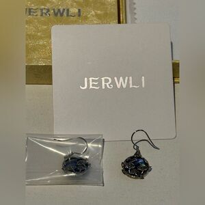 NEW JERWLI abalone shell dangle earrings. Blue and Silver 925 Women's Earrings
